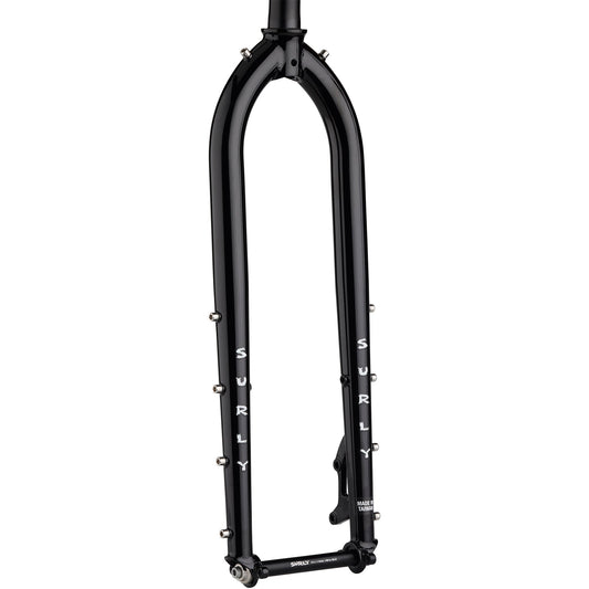 Surly Dinner Fork Black 29" 485mm axle to crow front view