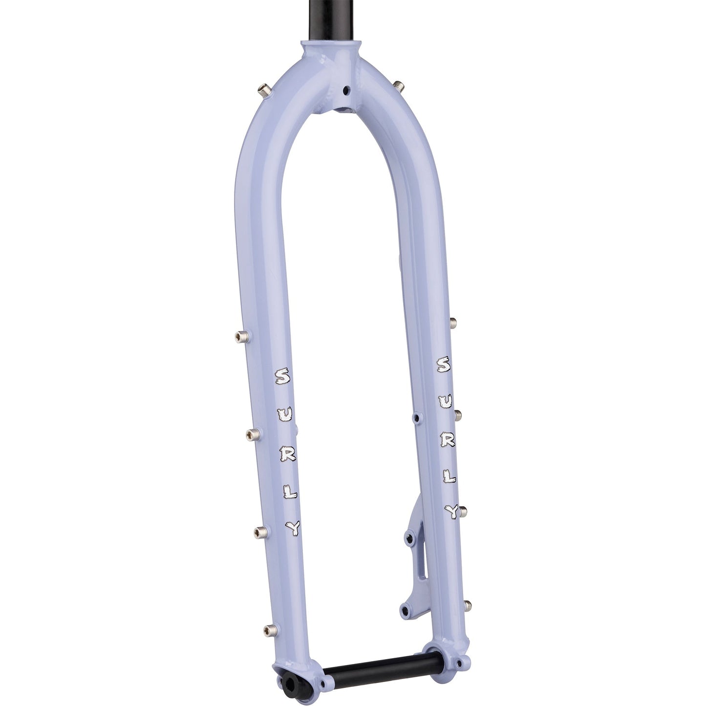 Surly Dinner Fork Purple Dust Bunny color 27.5" 420mm axle to crow front view